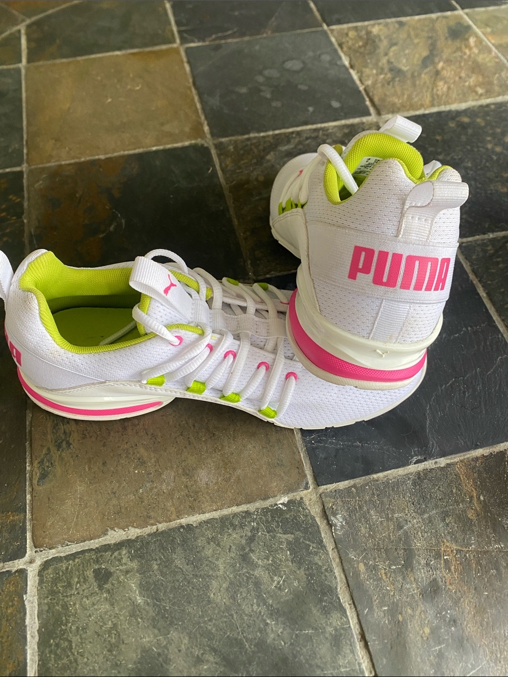 Puma Women’s White Pink Lime Athletic Sneakers